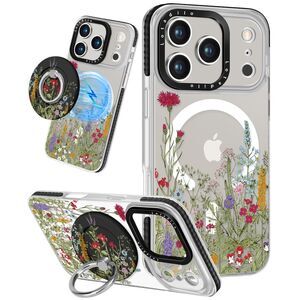 IPhone 17 Pro Case Magsafe Ring Holder Stand Wild Floral Design, 20L-184PH026